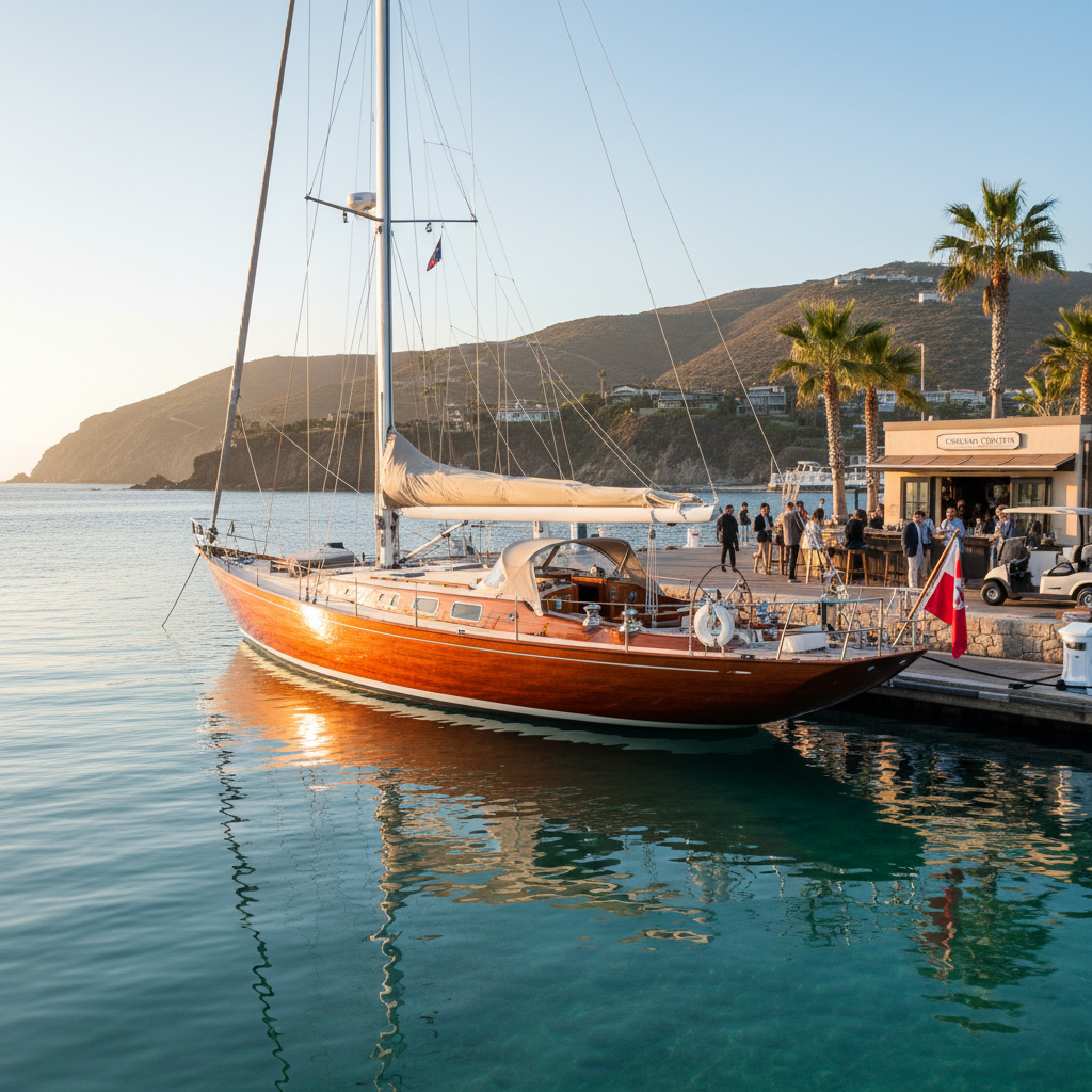 Hinckley yacht at Catalina Island marina